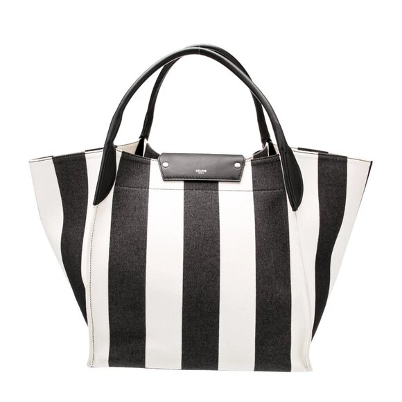Celine Big Bag Medium Striped Canvas Satchel Bag - Picture 1 of 10